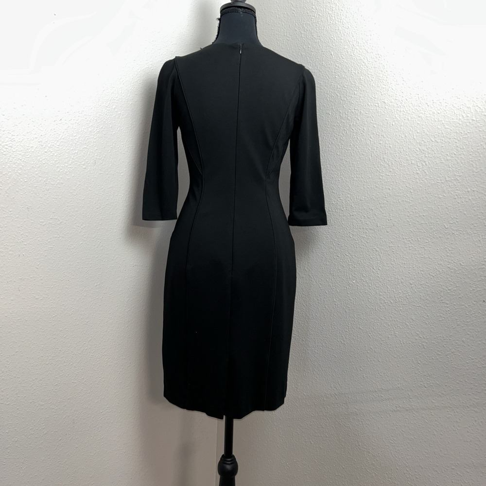 Antonio Melani Pencil‎ Dress Women's 0 Black Bodycon Stretchy Old Money Cocktail - Picture 2 of 9